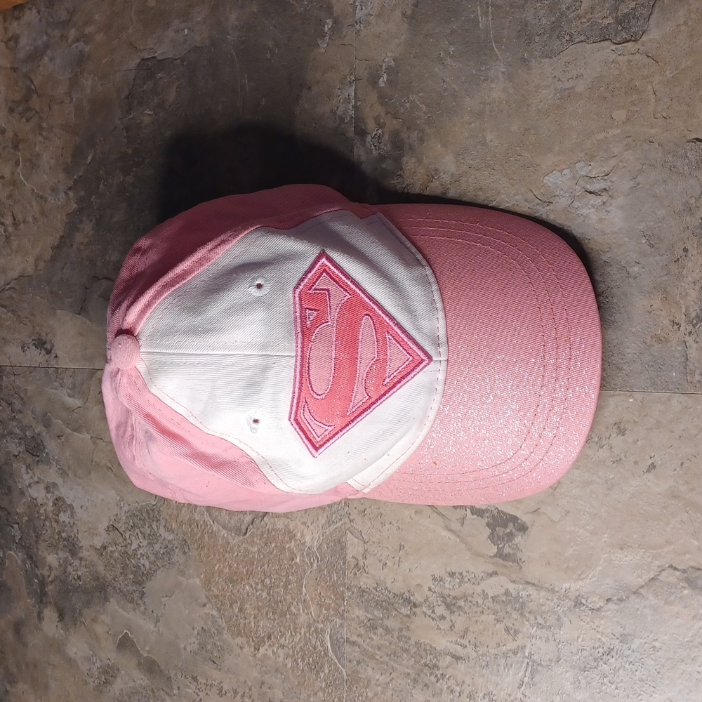 Pink and white Supergirl Baseball cap, sz OS